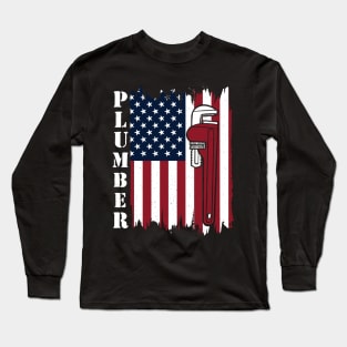 Patriotic Plumber USA Long Sleeve T-Shirt